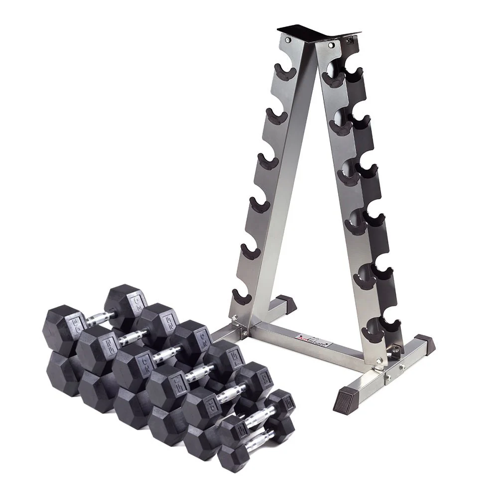 5 - 30lbs Premium PVC Dumbbell Set with 6-Pair Dumbbell Rack - Image 3