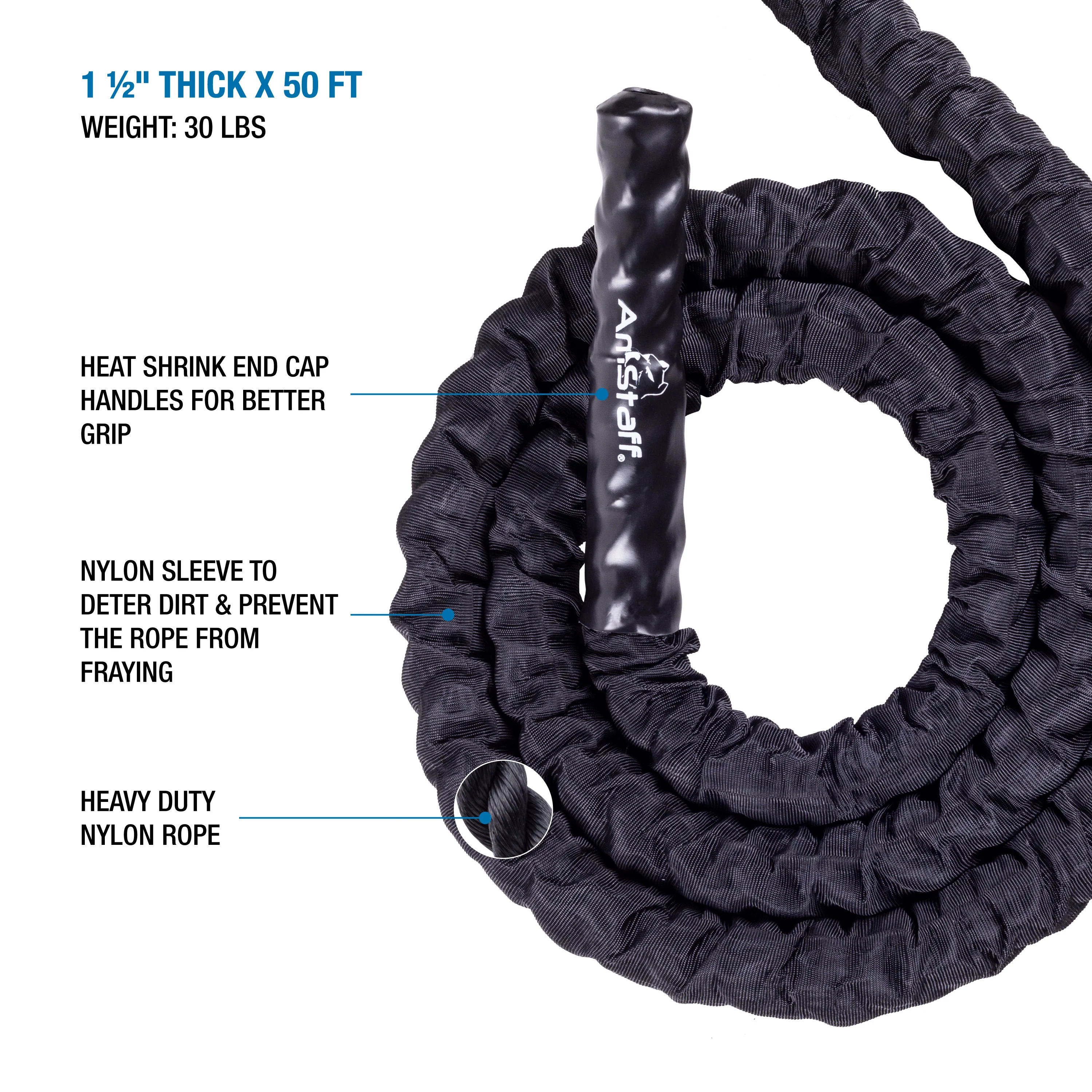 50' Undulation Rope - Battle Rope with Sleeve - Image 3