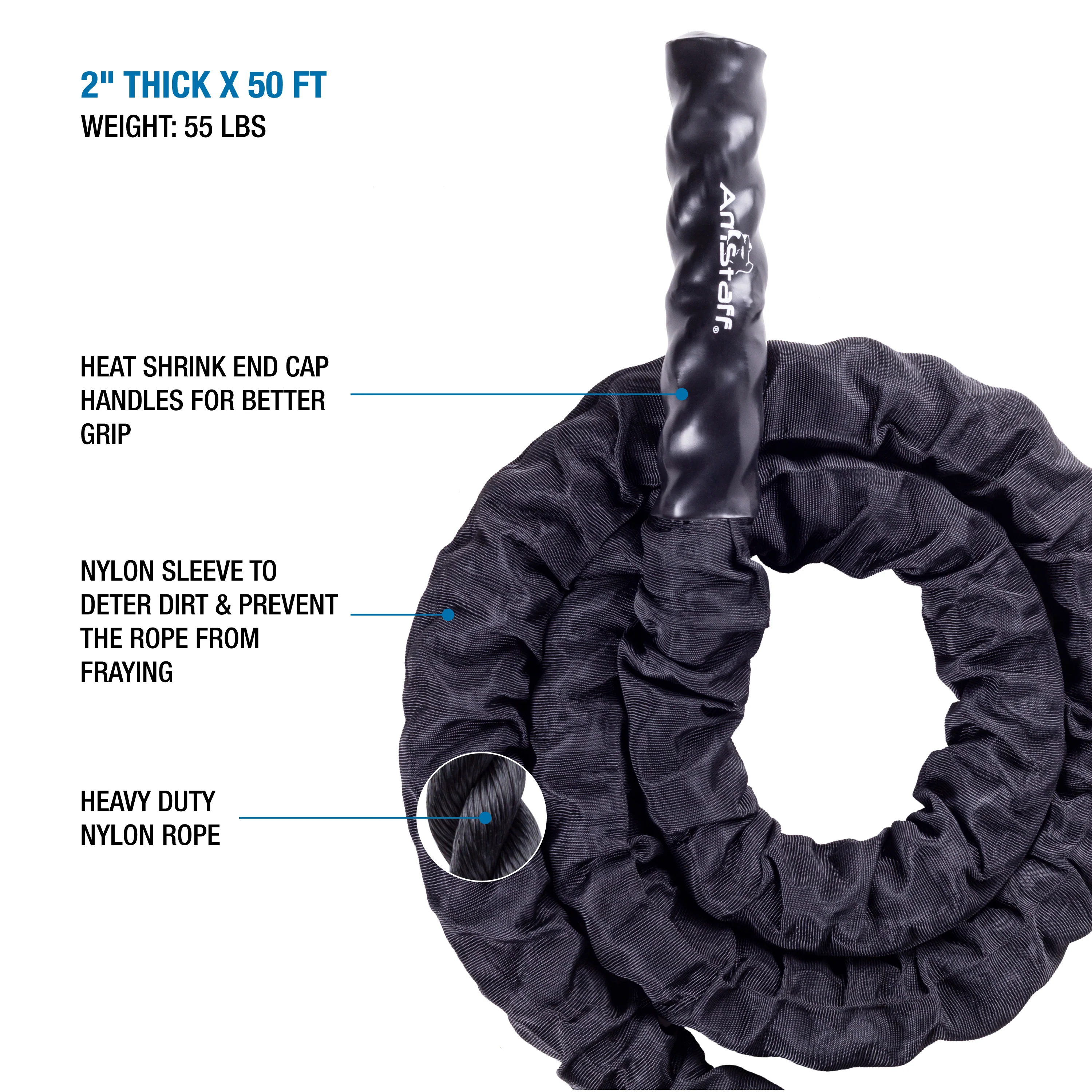 50' Undulation Rope - Battle Rope with Sleeve - Image 4