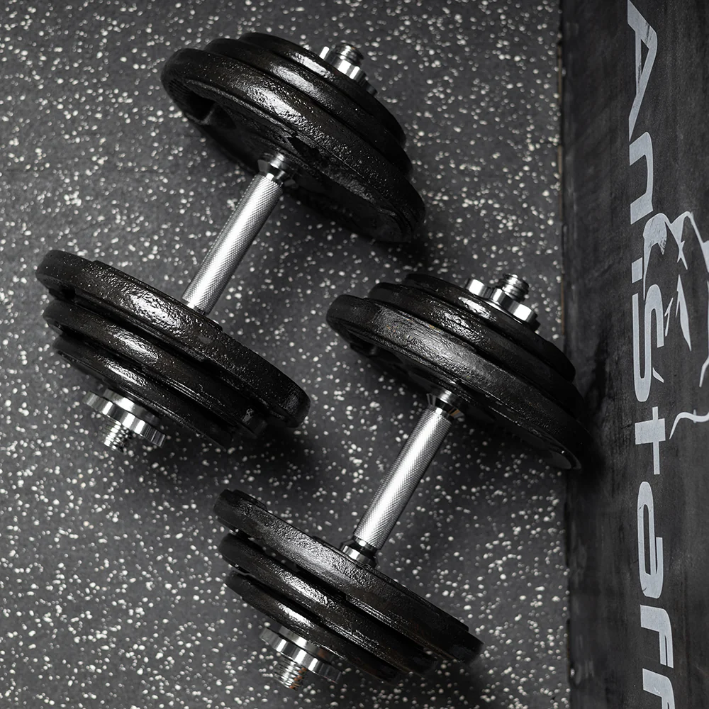 80lbs Cast Iron Grip Standard 1 Inch Dumbbell Weight Set - Image 3