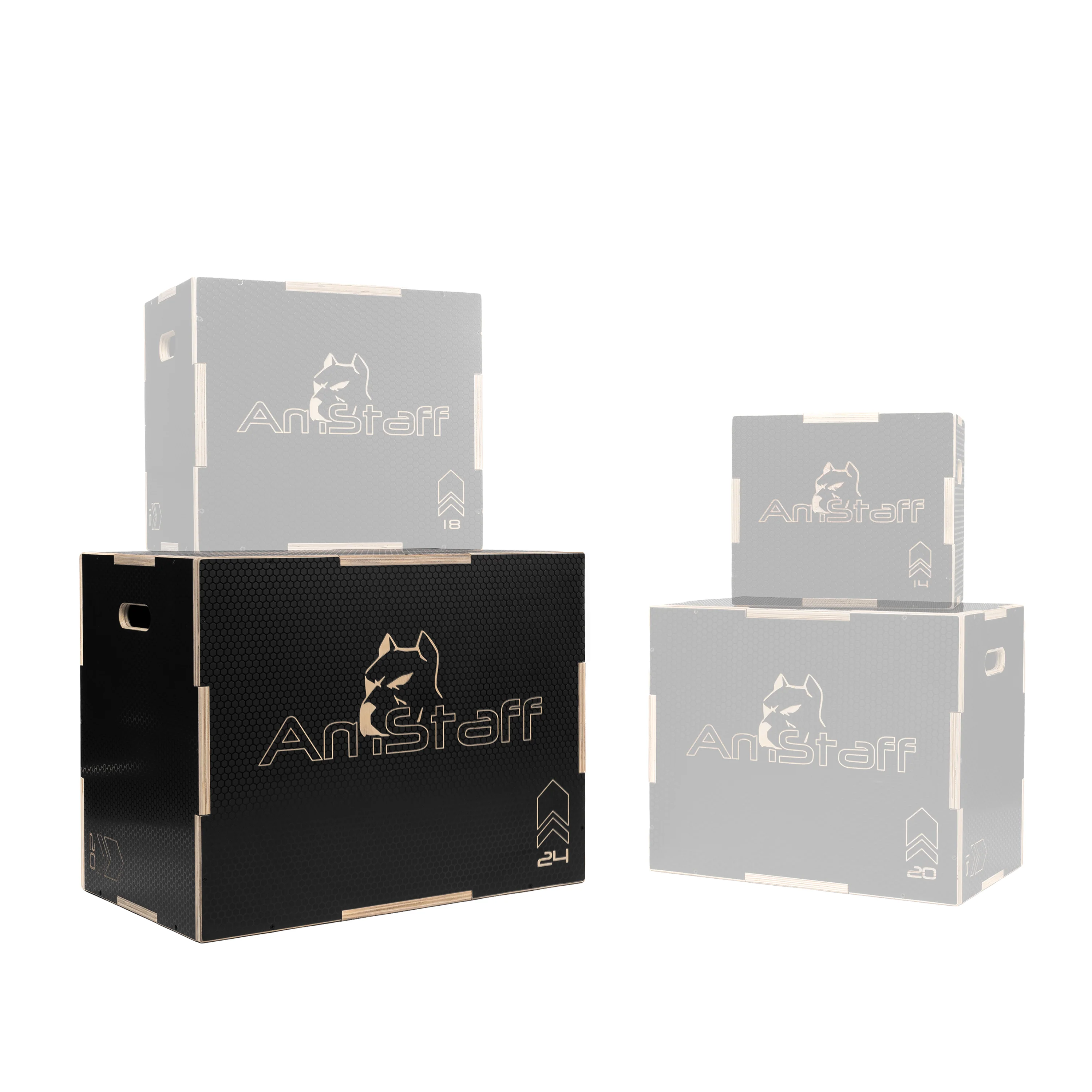 AmStaff Fitness 3-in-1 Non-Slip Wood Plyometric Boxes - Image 15