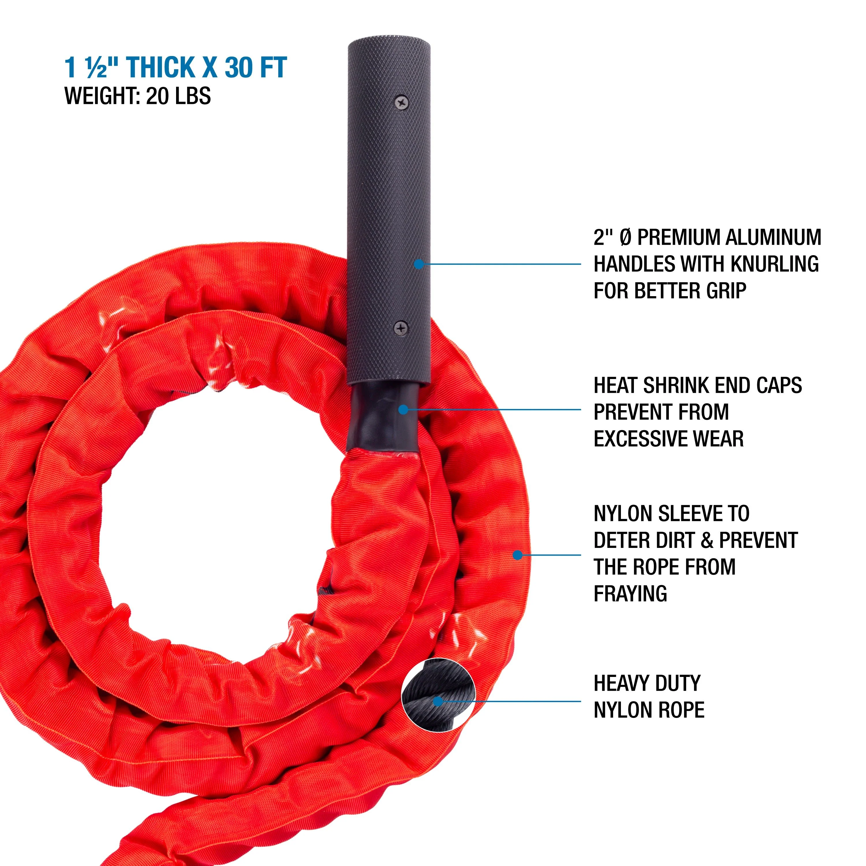 AmStaff Fitness 30' Premium Undulation Rope / Battle Rope with Sleeve 1.5" - Image 3