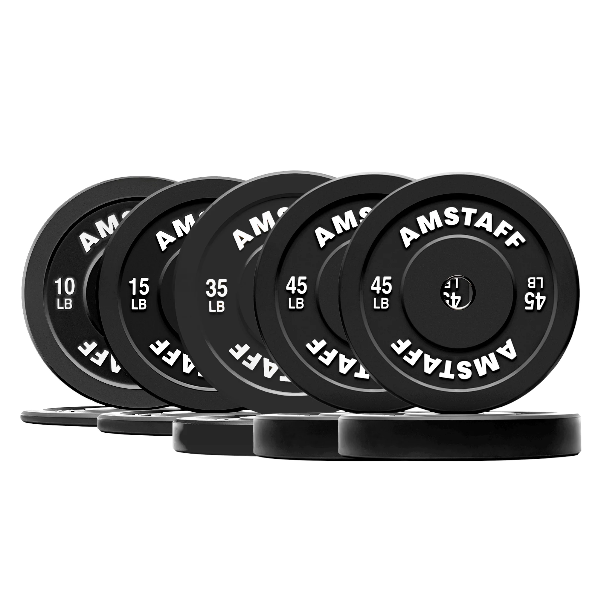 AmStaff Fitness Black Bumper Plates - Image 11
