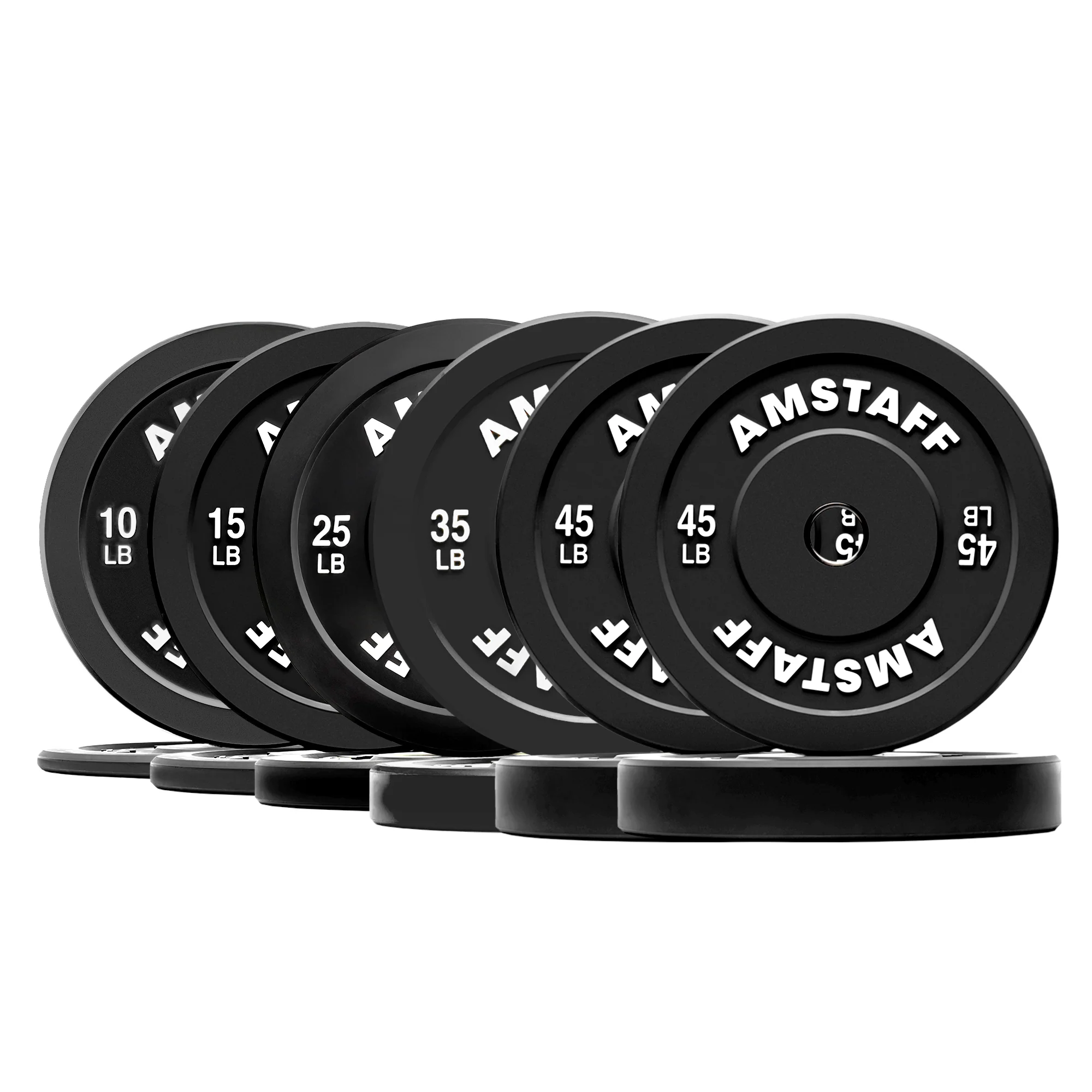 AmStaff Fitness Black Bumper Plates - Image 12