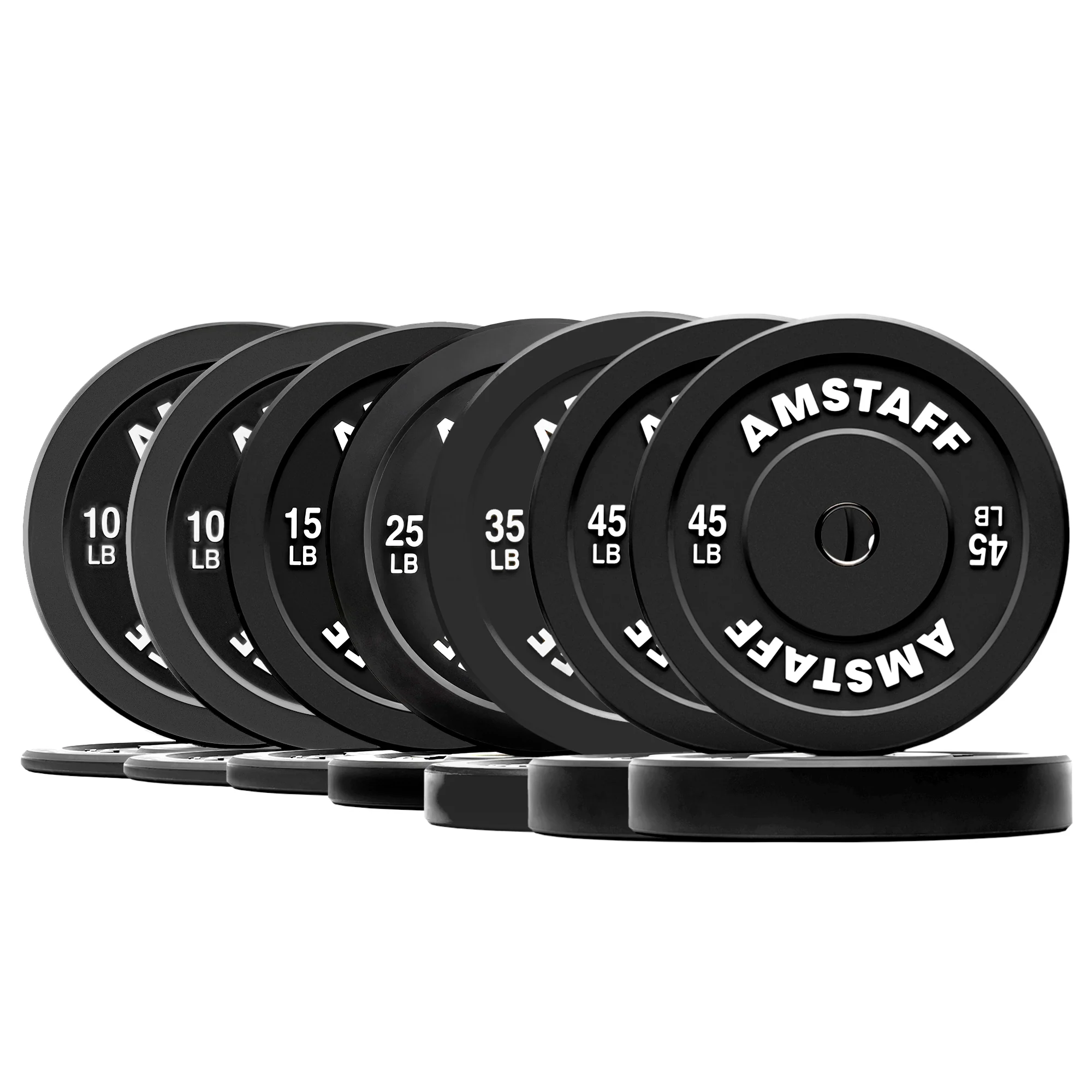 AmStaff Fitness Black Bumper Plates - Image 13