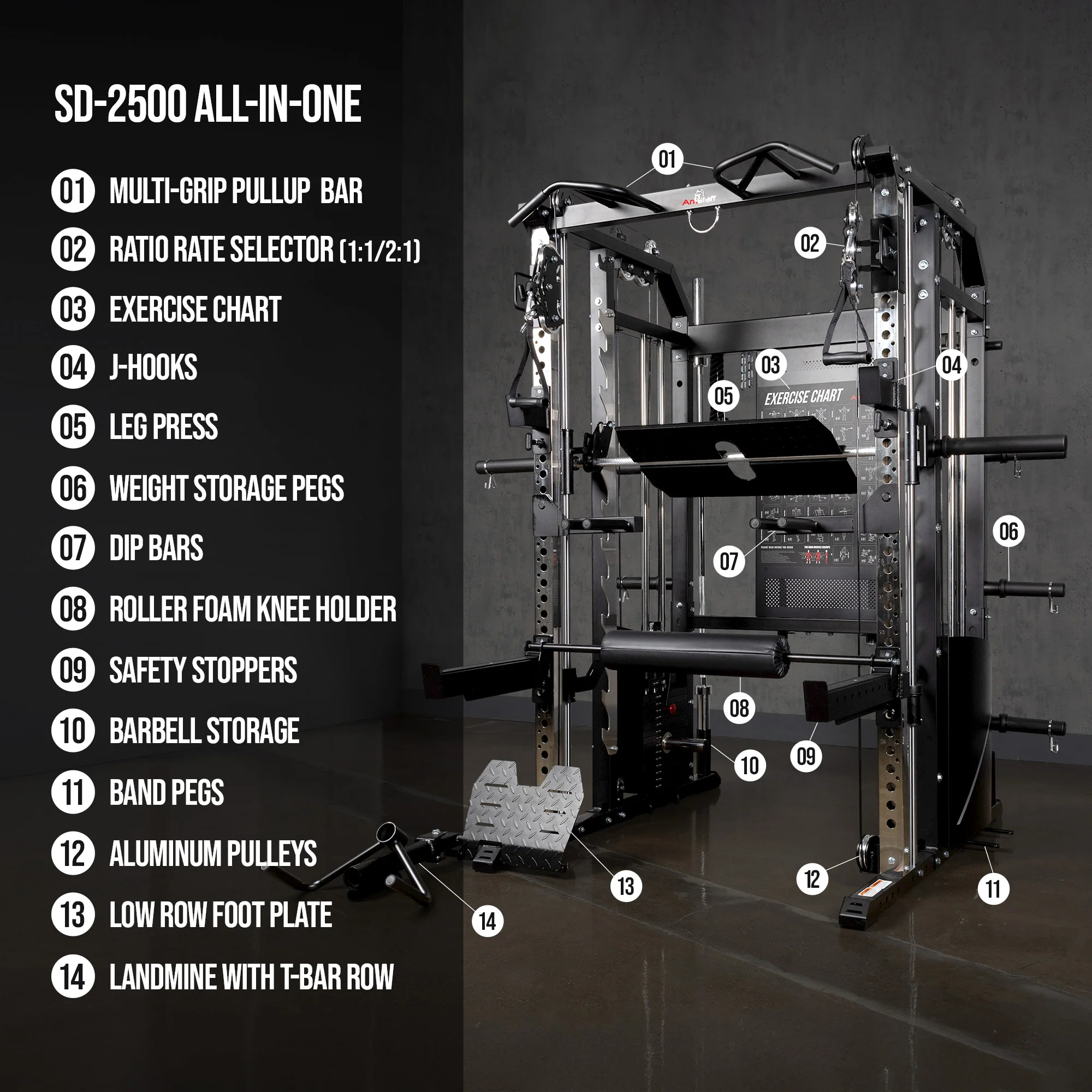 AmStaff Fitness SD-2500 All-In-one Smith Machine - Image 3