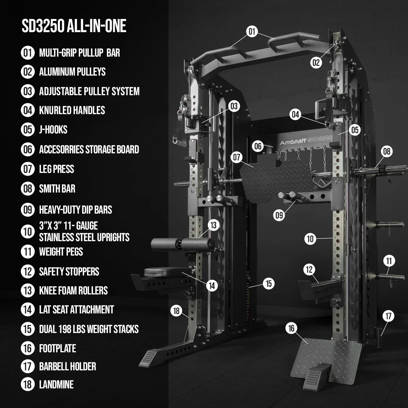 AmStaff Fitness SD-3250 All-In-One Smith Machine - Image 3
