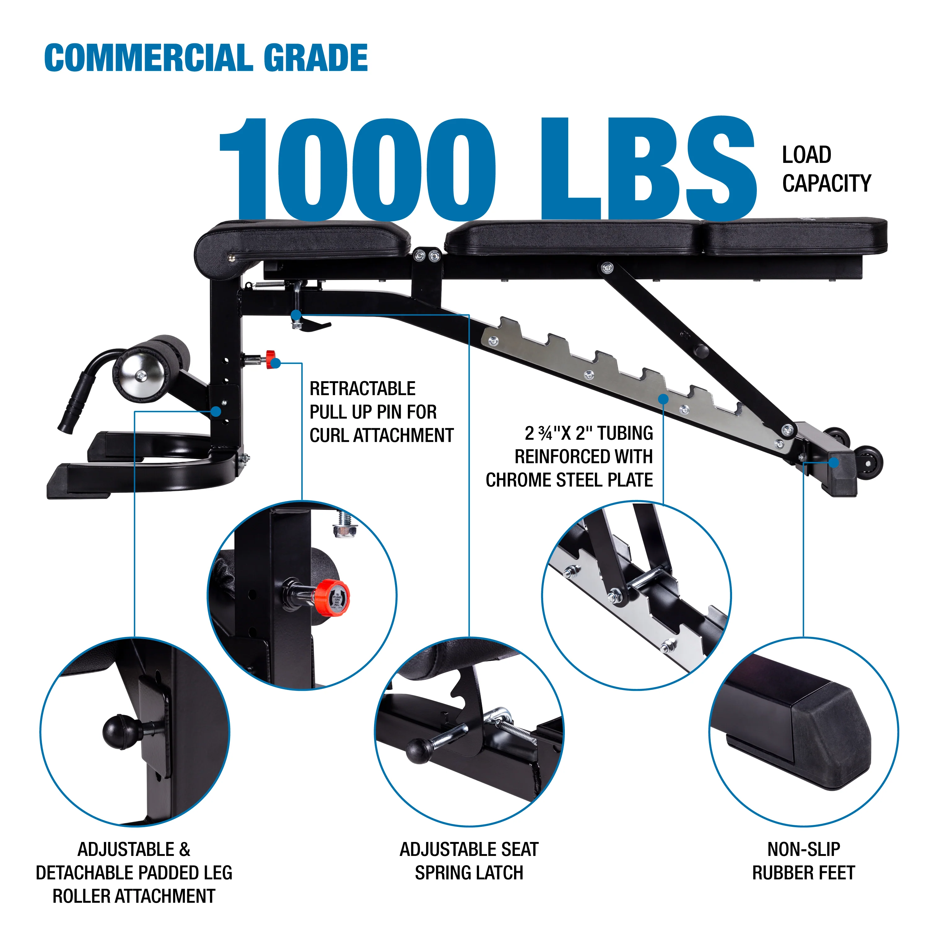 AmStaff Fitness TS009 Premium Multi-FID Bench - Black - Image 6