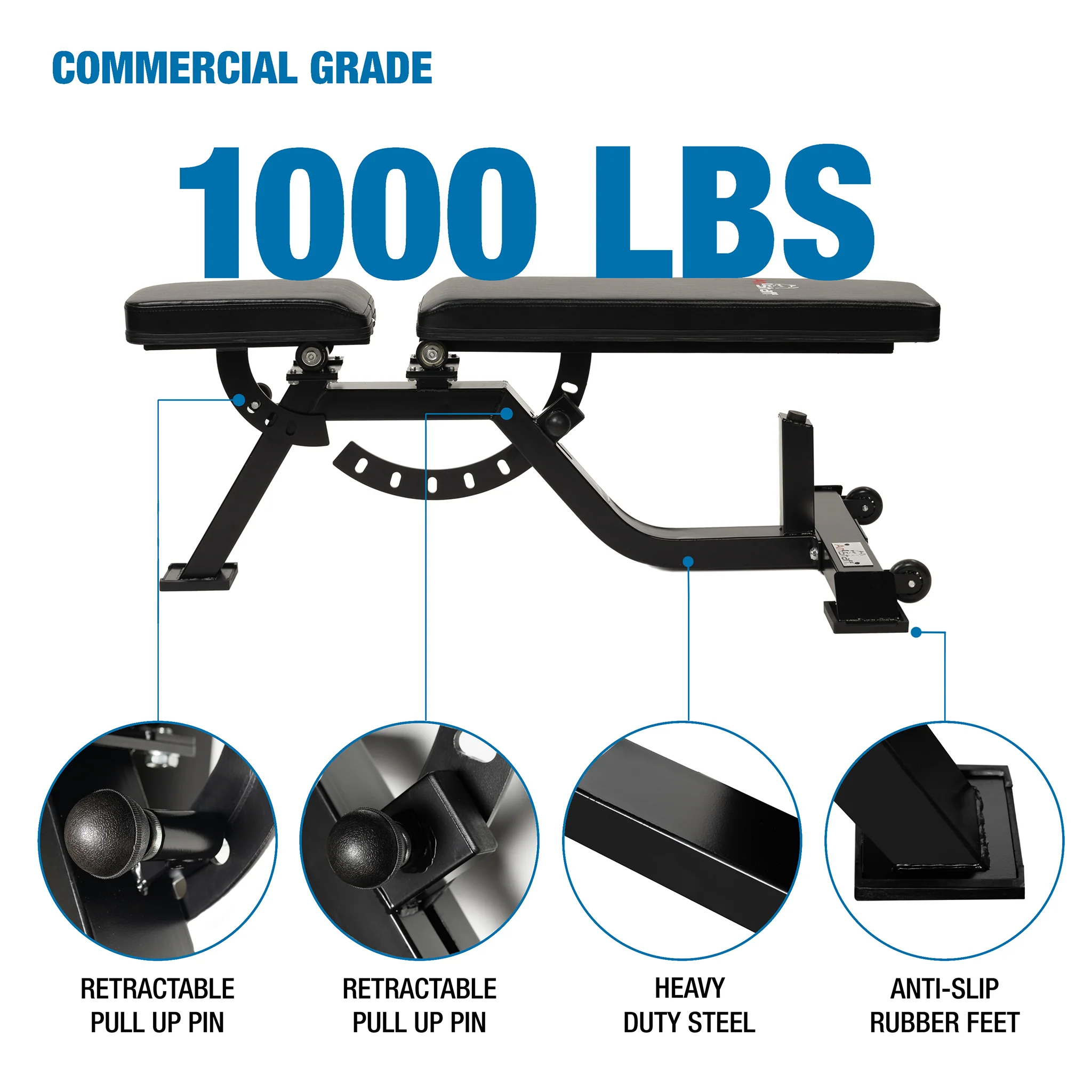 AmStaff Fitness TS010E Commercial Series Bench - Black - Image 6