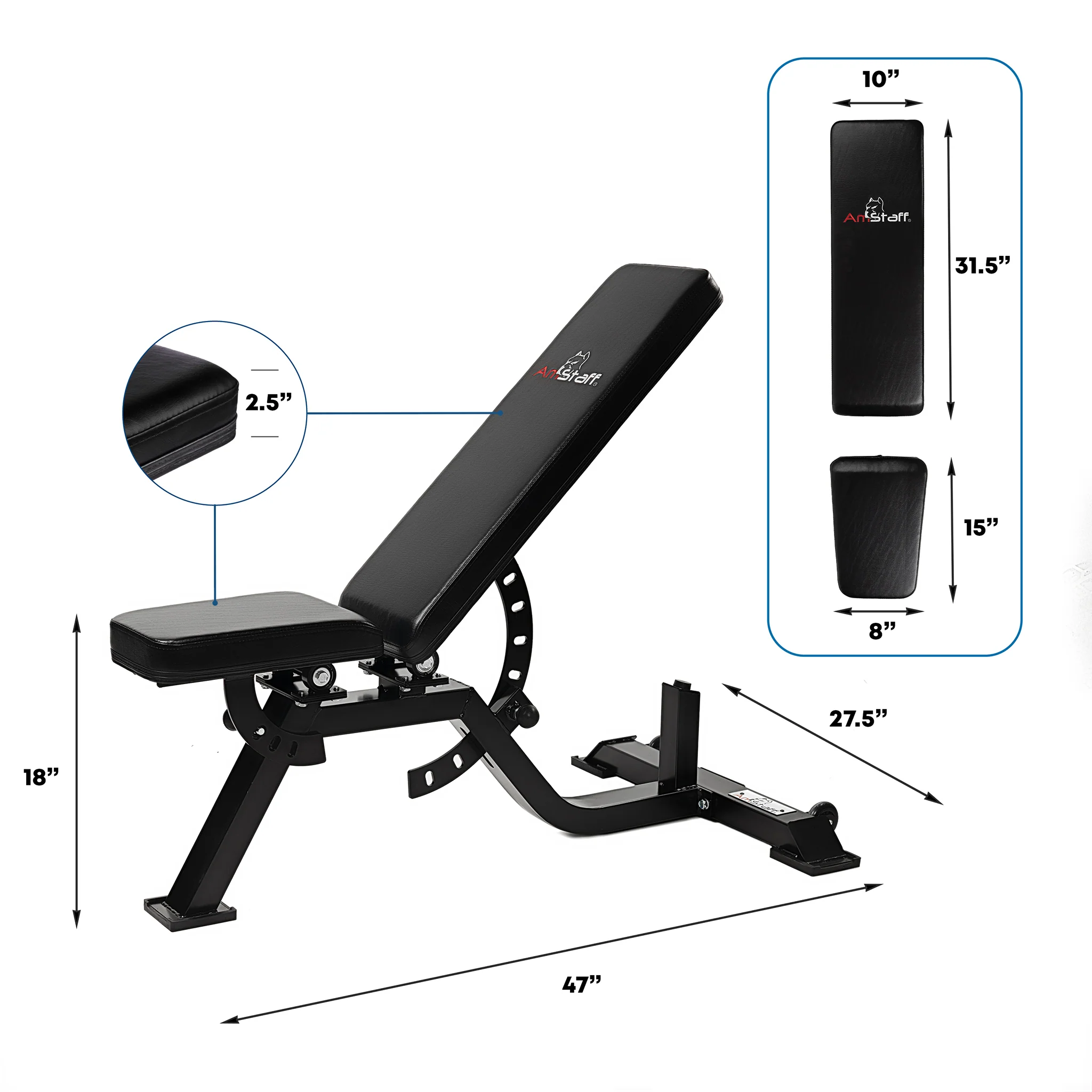 AmStaff Fitness TS010E Commercial Series Bench - Black - Image 8