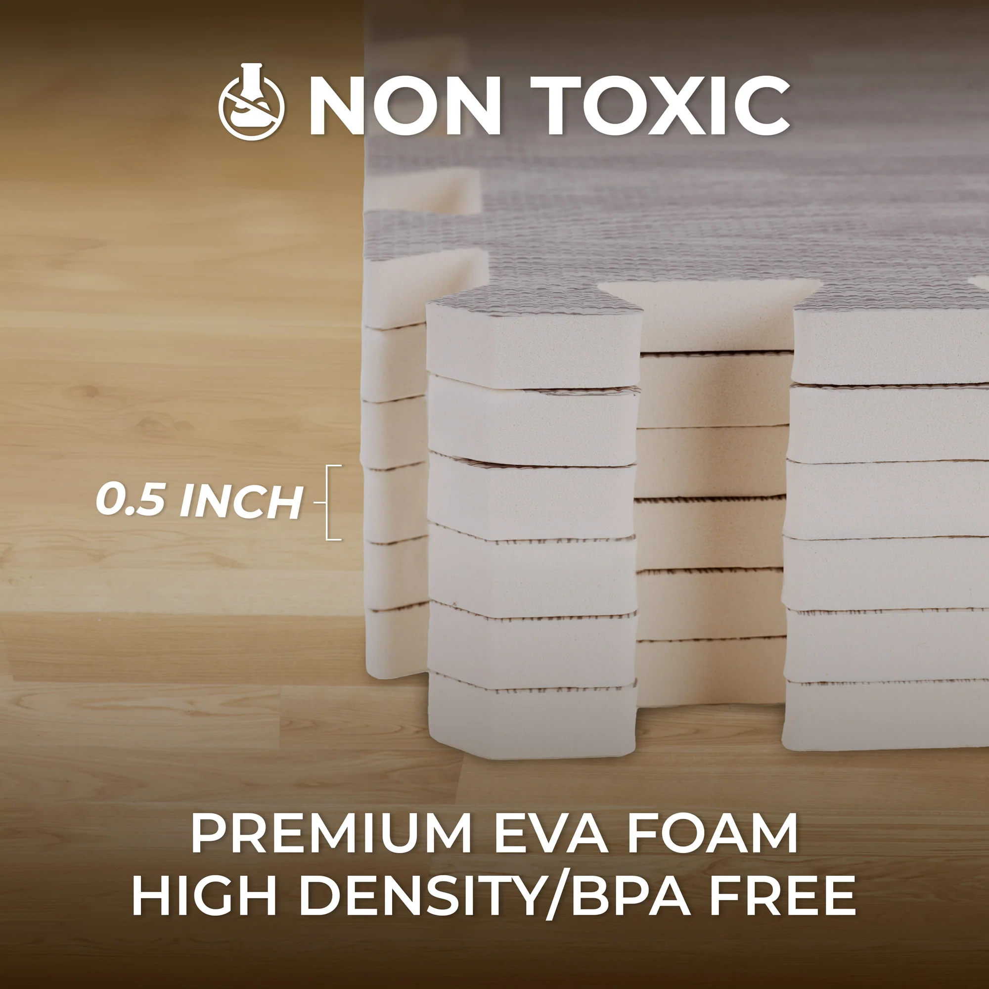 Grey Wood Heavy-Duty Interlocking Foam Mat - Image 3