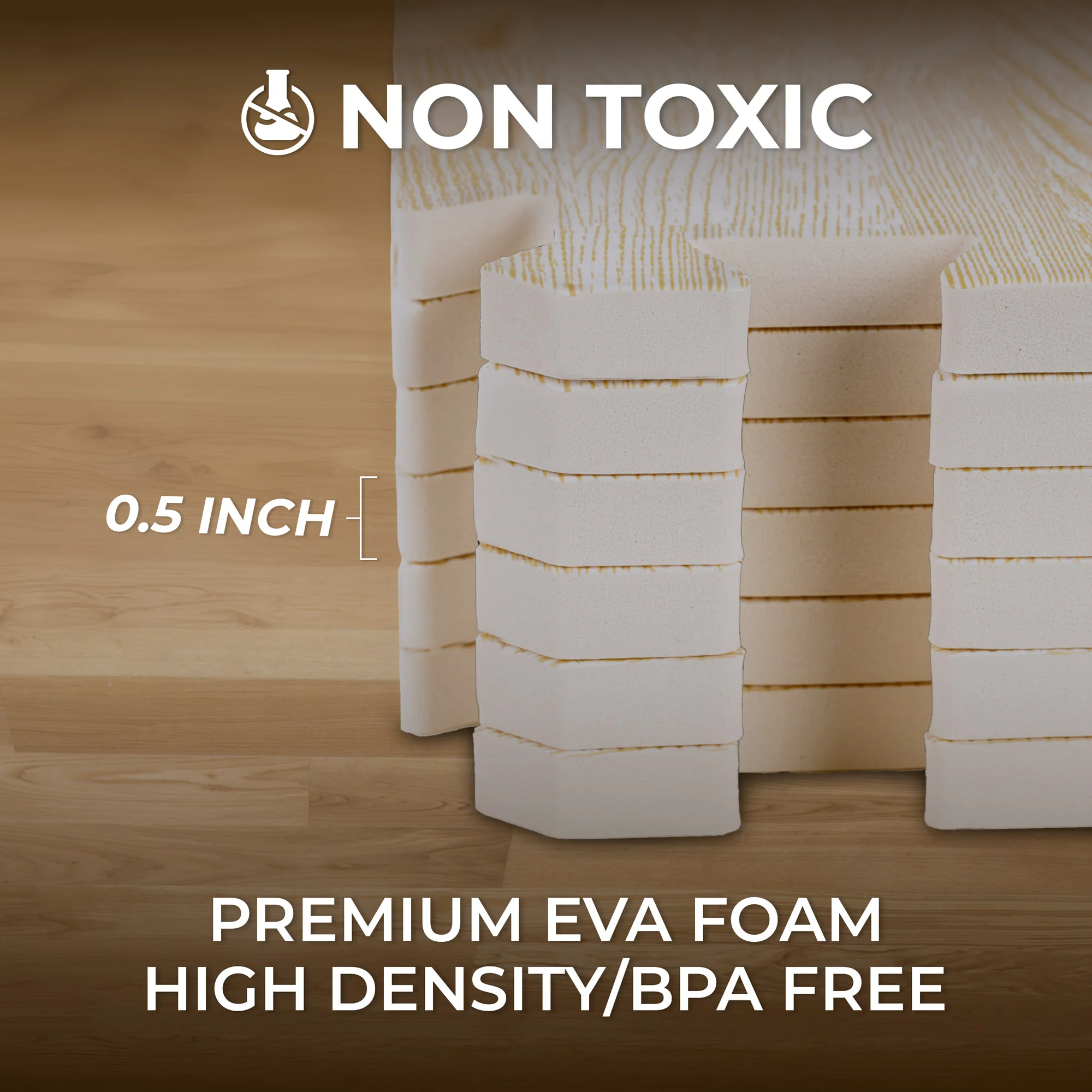 Ivory Wood Heavy-Duty Interlocking Foam Mat - Image 5