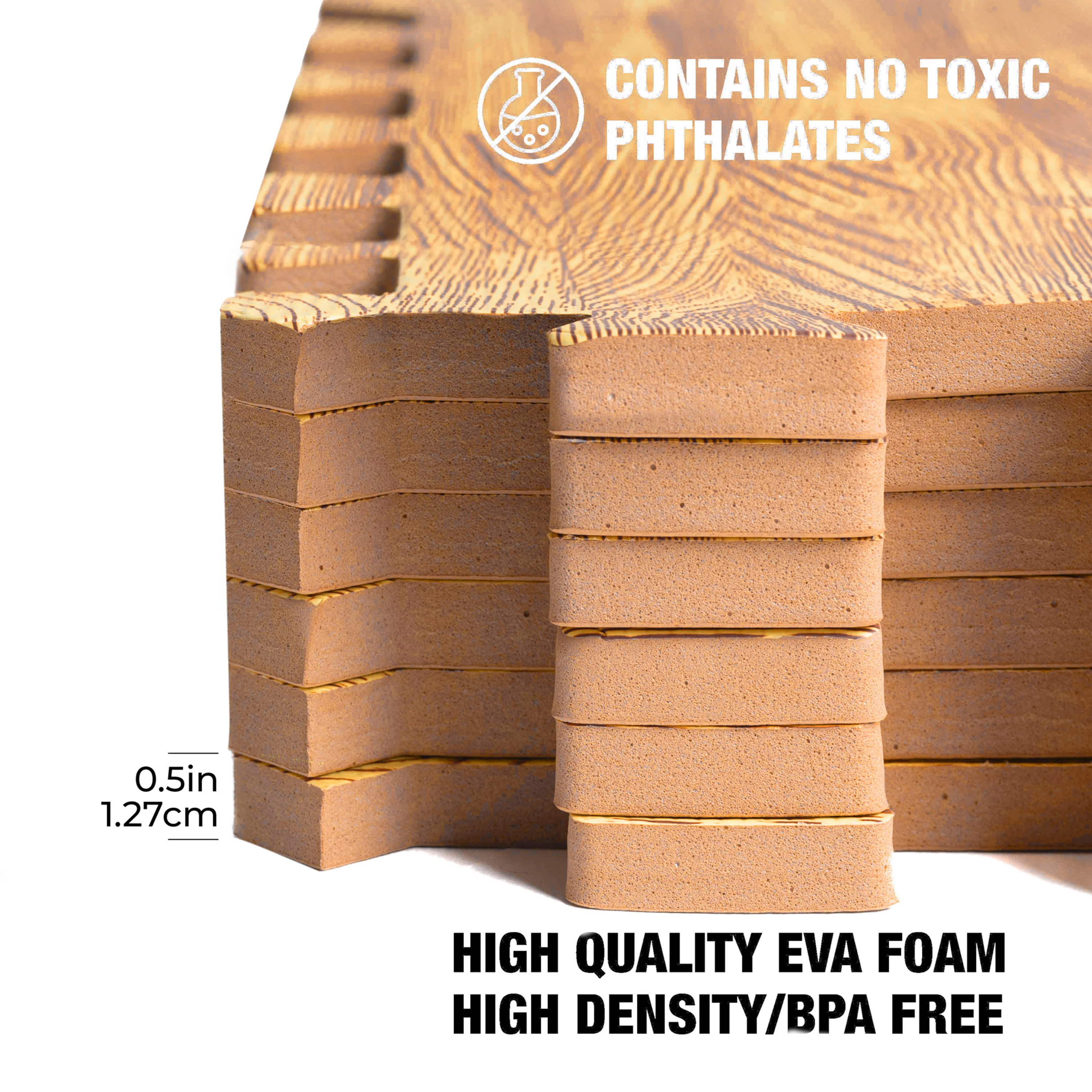 Light Wood Heavy-Duty Interlocking Foam Mat - Image 9