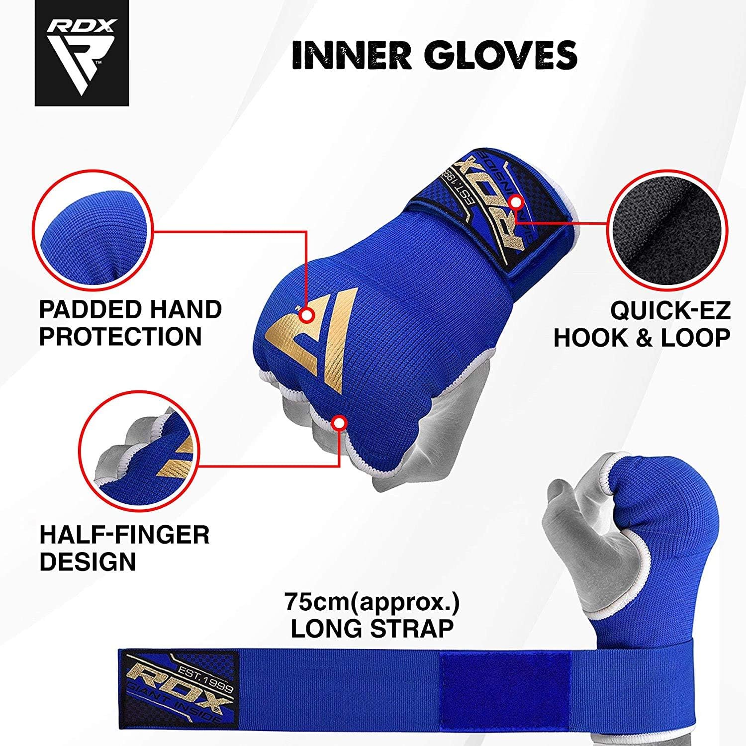 RDX Is Gel Padded Inner Gloves Hook & Loop Wrist Strap For Knuckle Protection - Image 10
