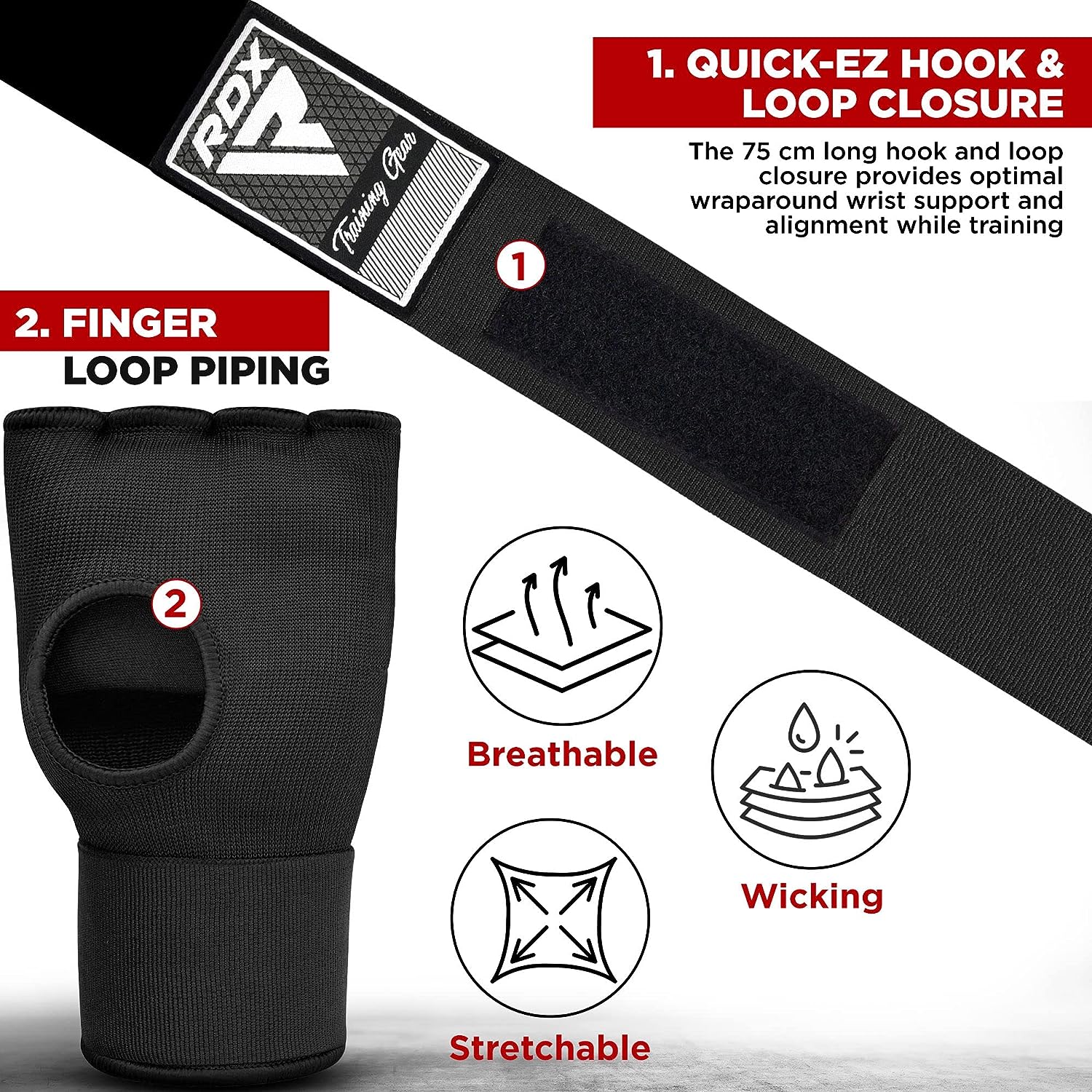 RDX Is Gel Padded Inner Gloves Hook & Loop Wrist Strap For Knuckle Protection - Image 4