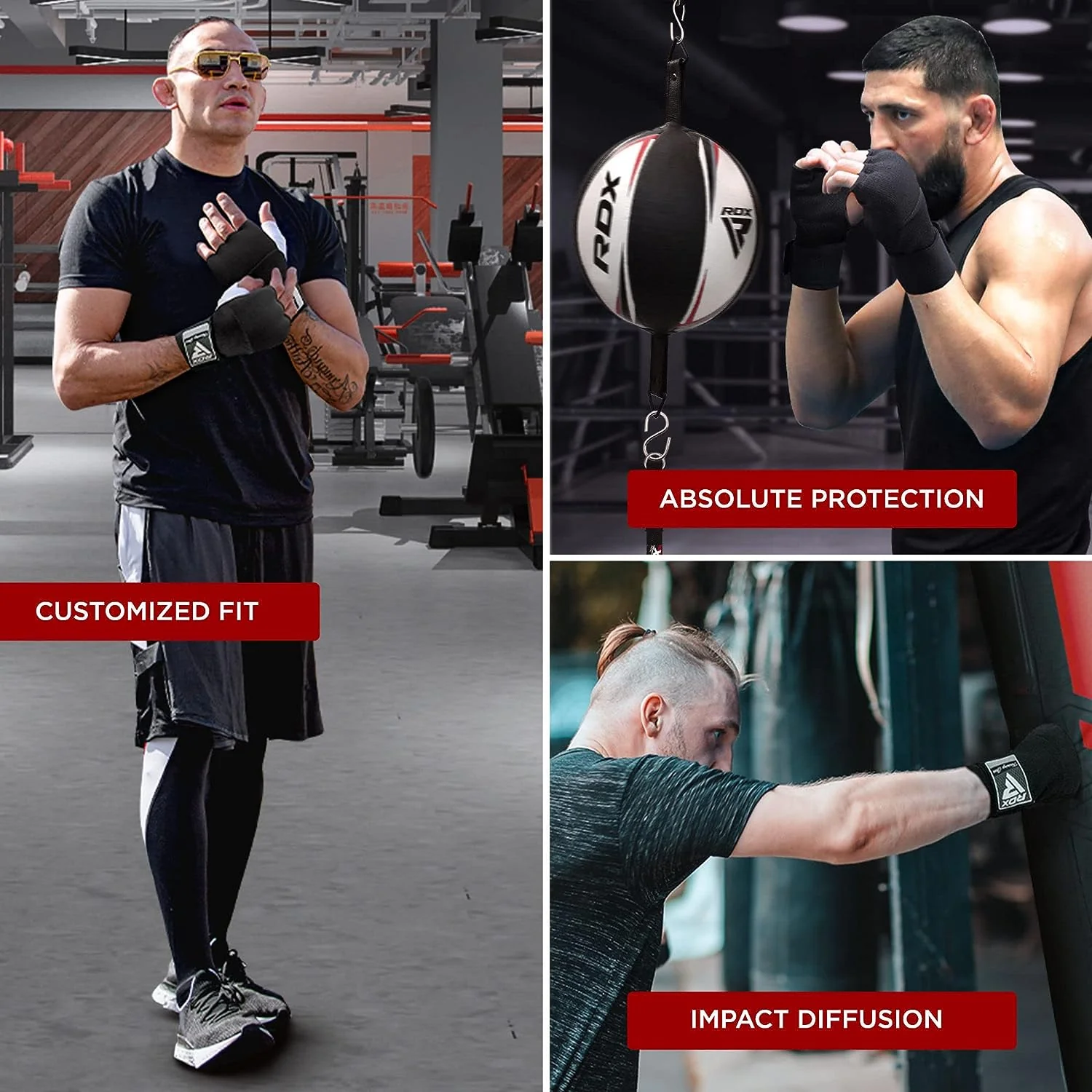 RDX Is Gel Padded Inner Gloves Hook & Loop Wrist Strap For Knuckle Protection - Image 5