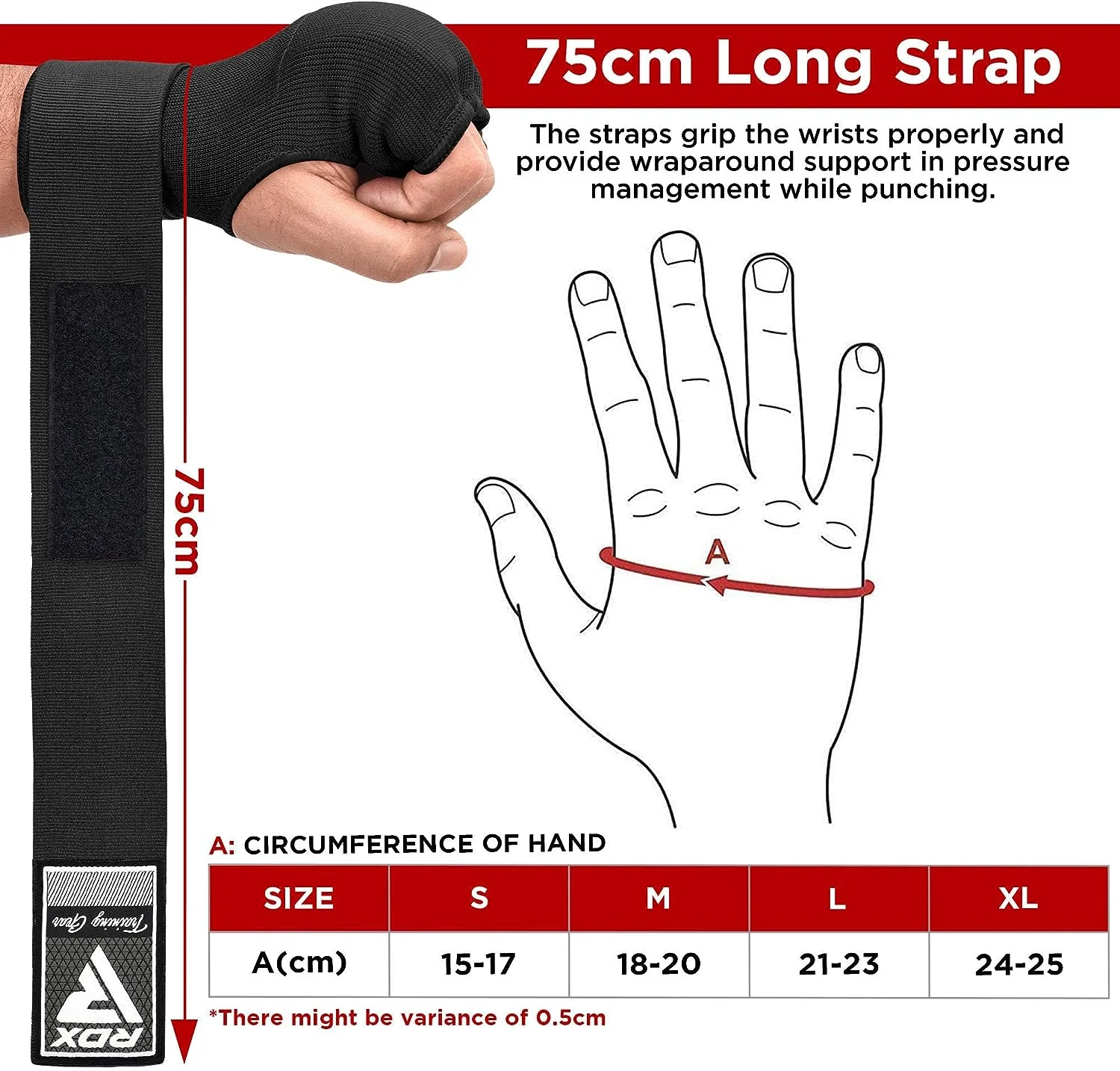 RDX Is Gel Padded Inner Gloves Hook & Loop Wrist Strap For Knuckle Protection - Image 6