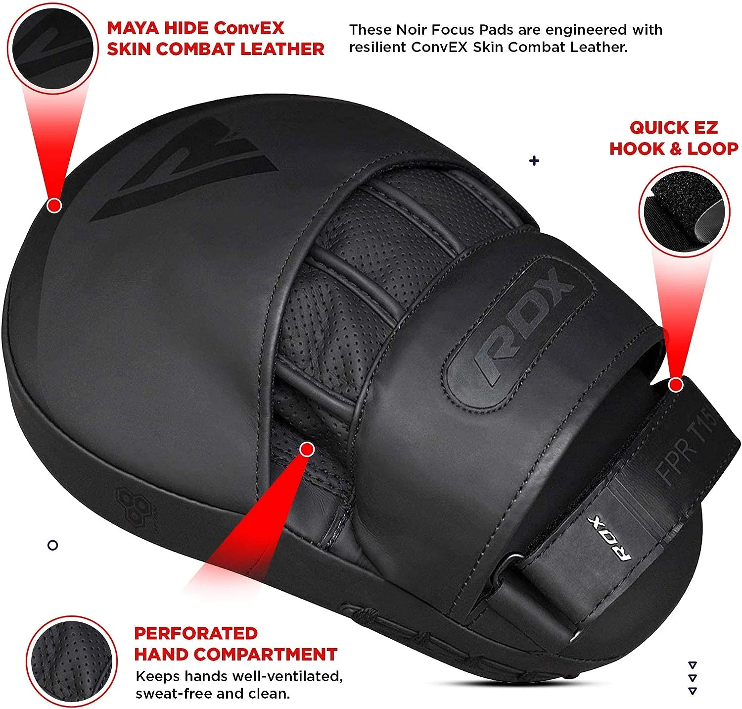 RDX T15 Noir Curved Boxing Training Punch Mitts - Image 3