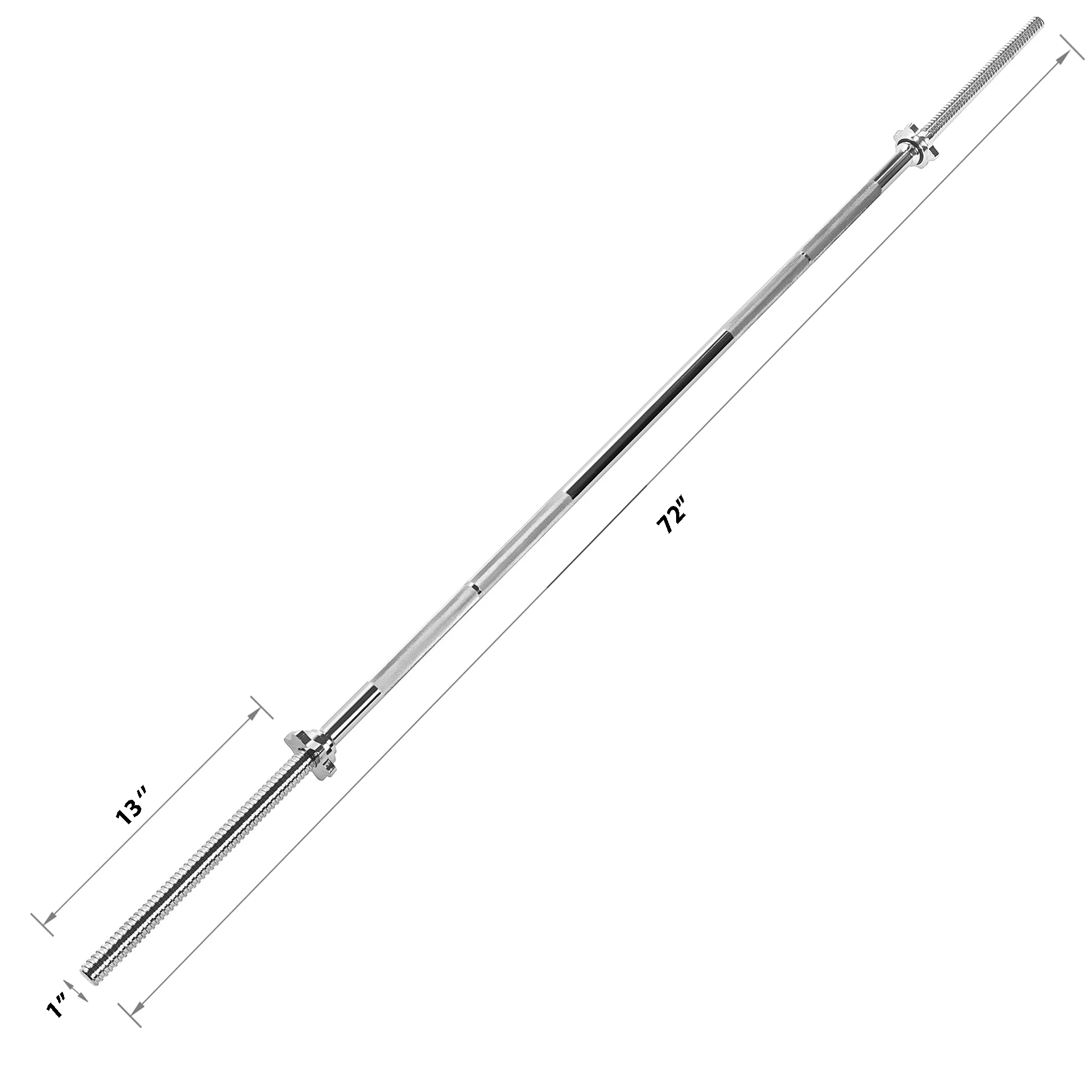 Regular Solid Chromed 72 Inch Bar - Threaded - Image 2