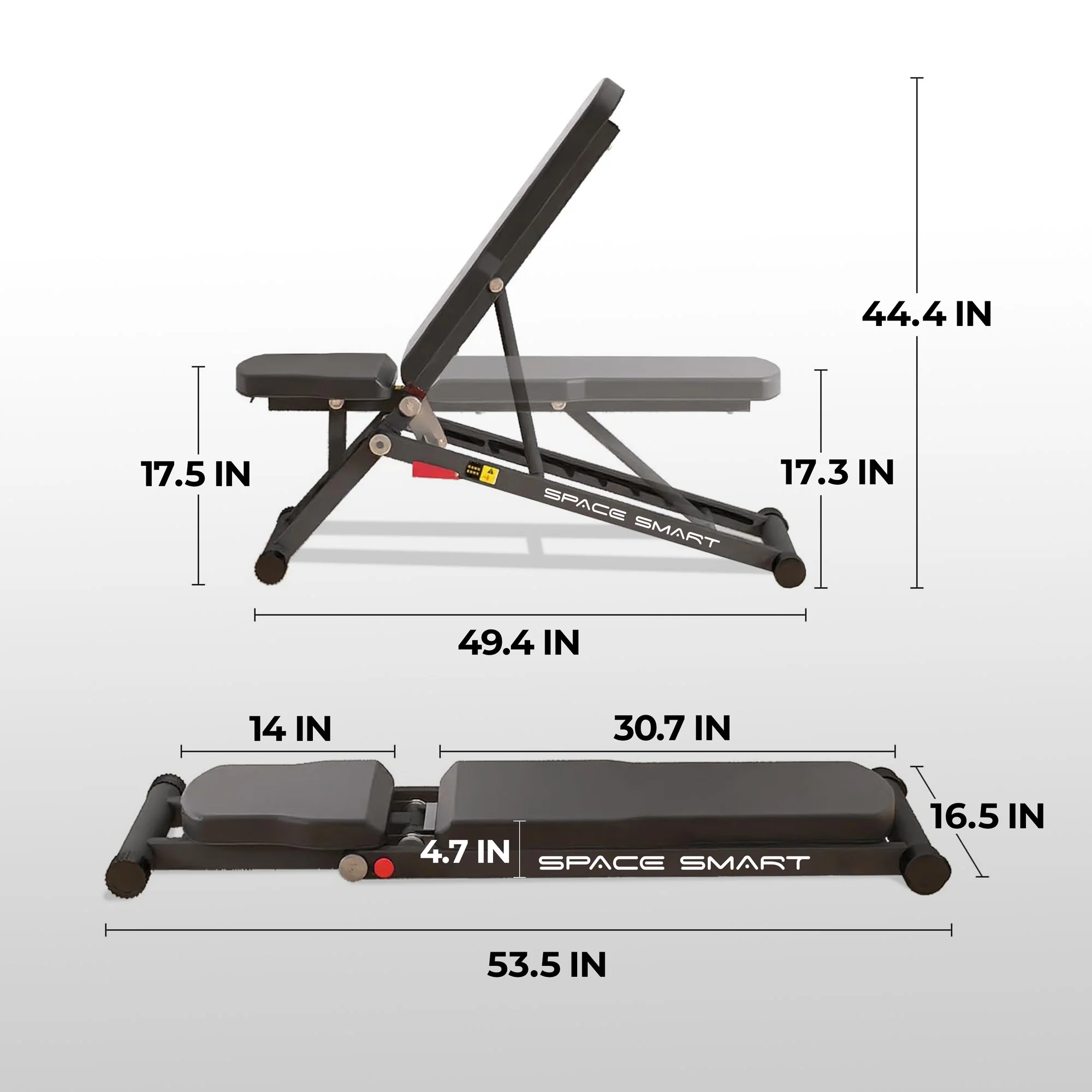 SpaceSmart Folding Adjustable Weight Bench - Image 12