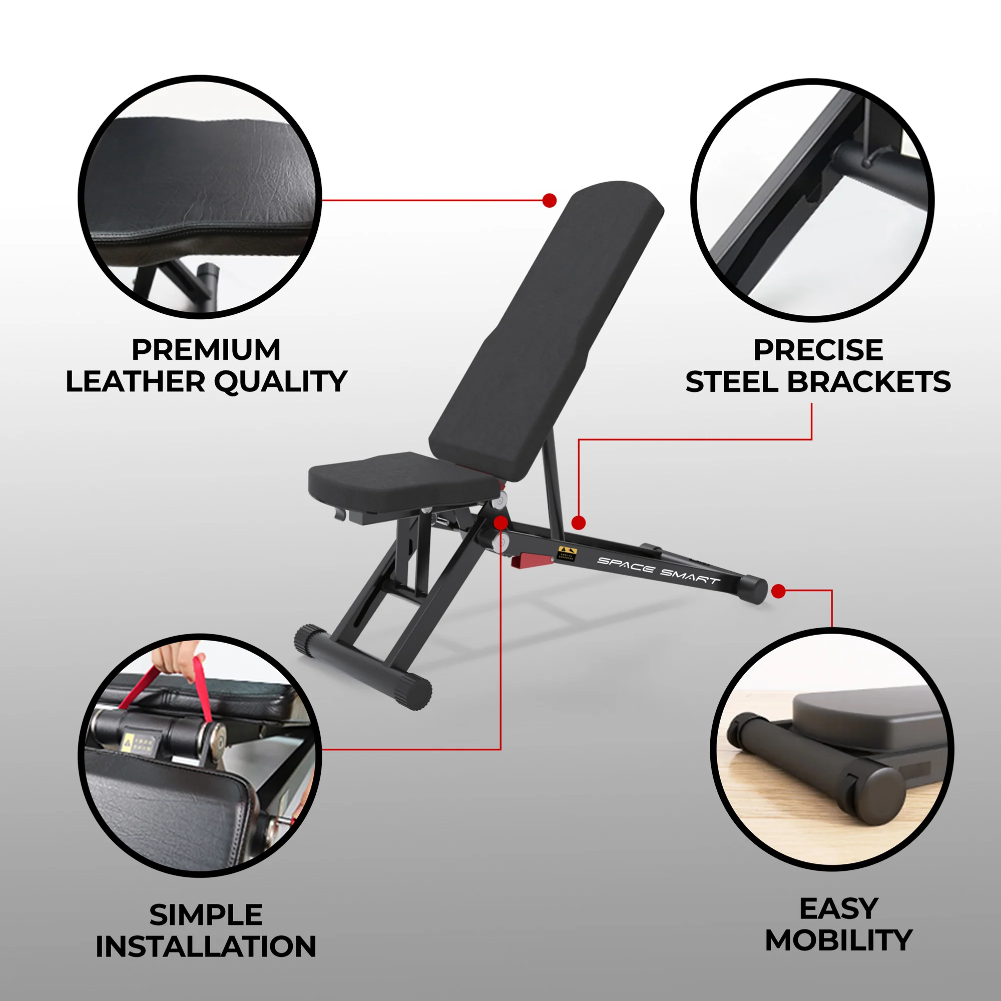 SpaceSmart Folding Adjustable Weight Bench - Image 13