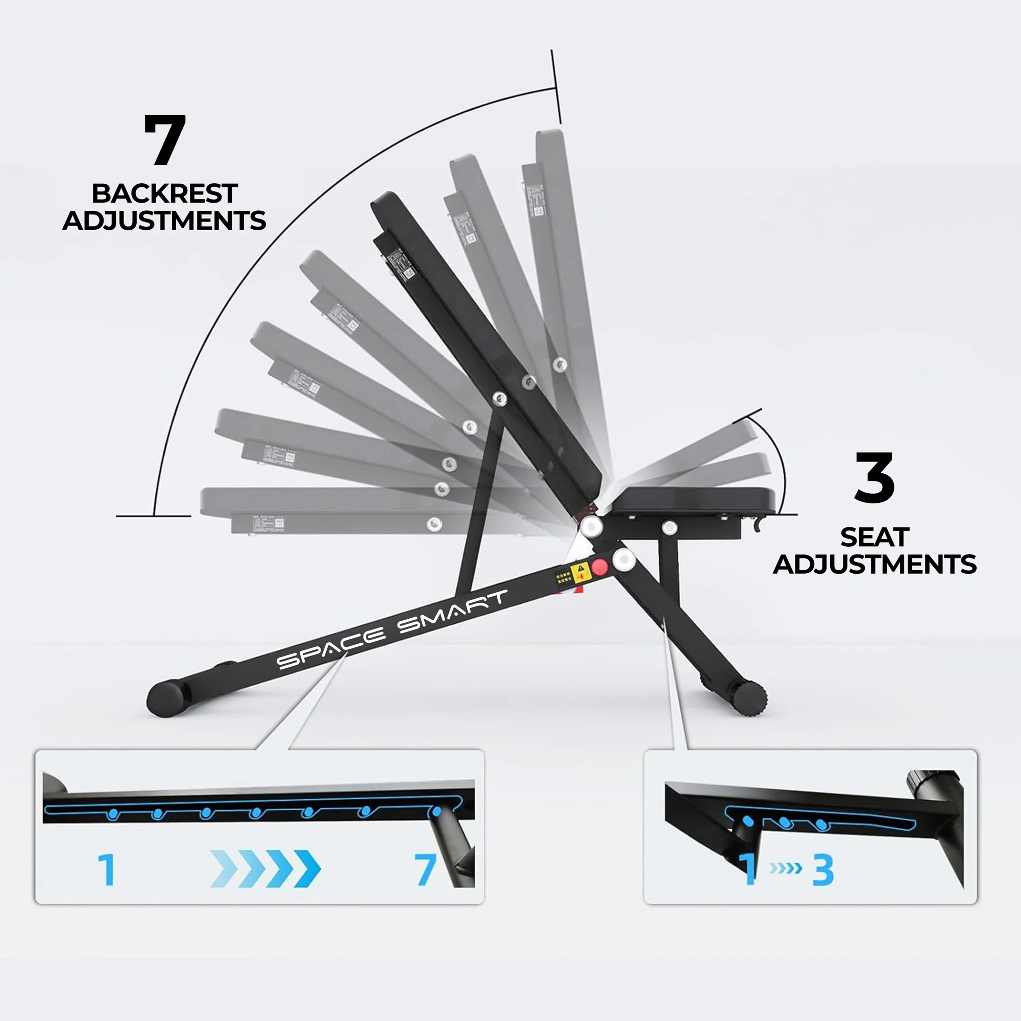 SpaceSmart Folding Adjustable Weight Bench - Image 16