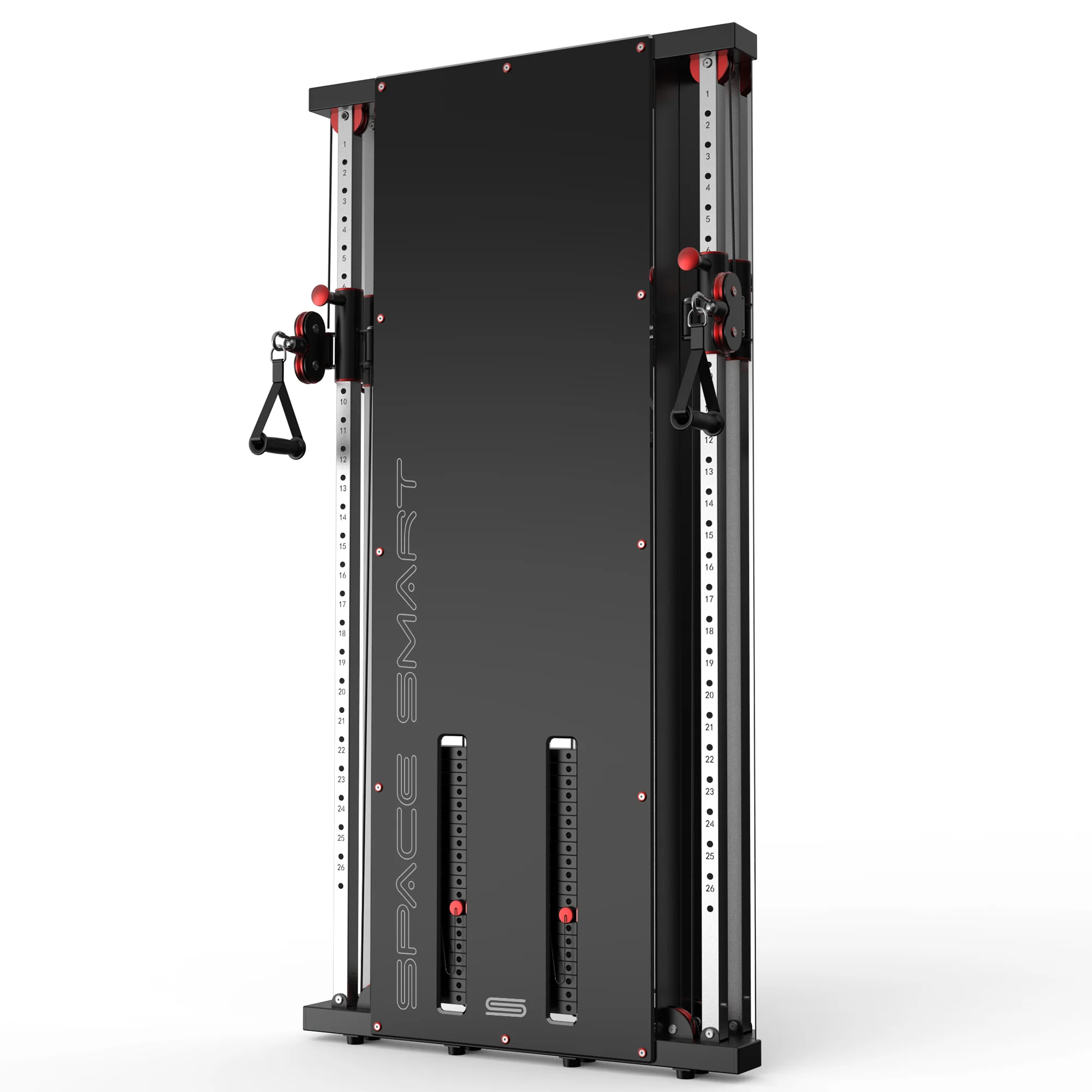SpaceSmart Wall-Mounted Functional Trainer - Double Stack , Black