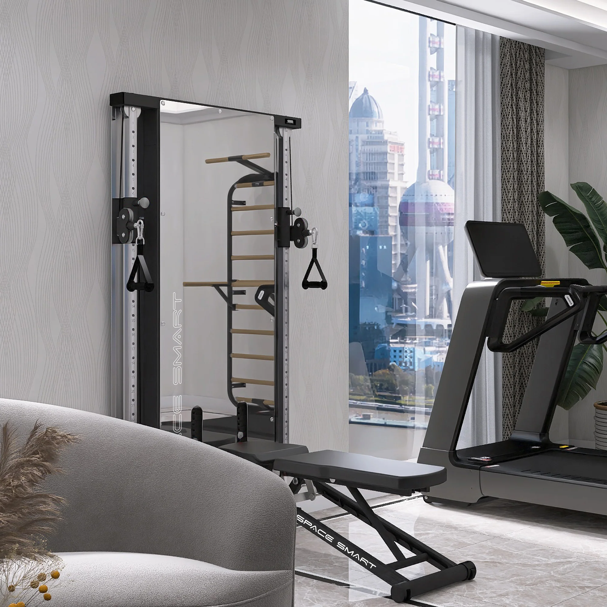 SpaceSmart Wall-Mounted Functional Trainer - Double Stack - Image 14