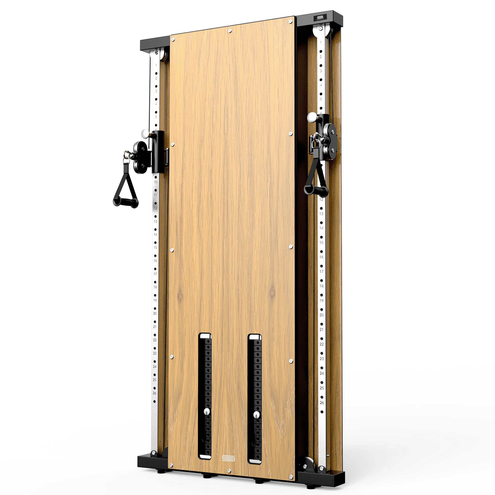 SpaceSmart Wall-Mounted Functional Trainer - Double Stack - White Oak