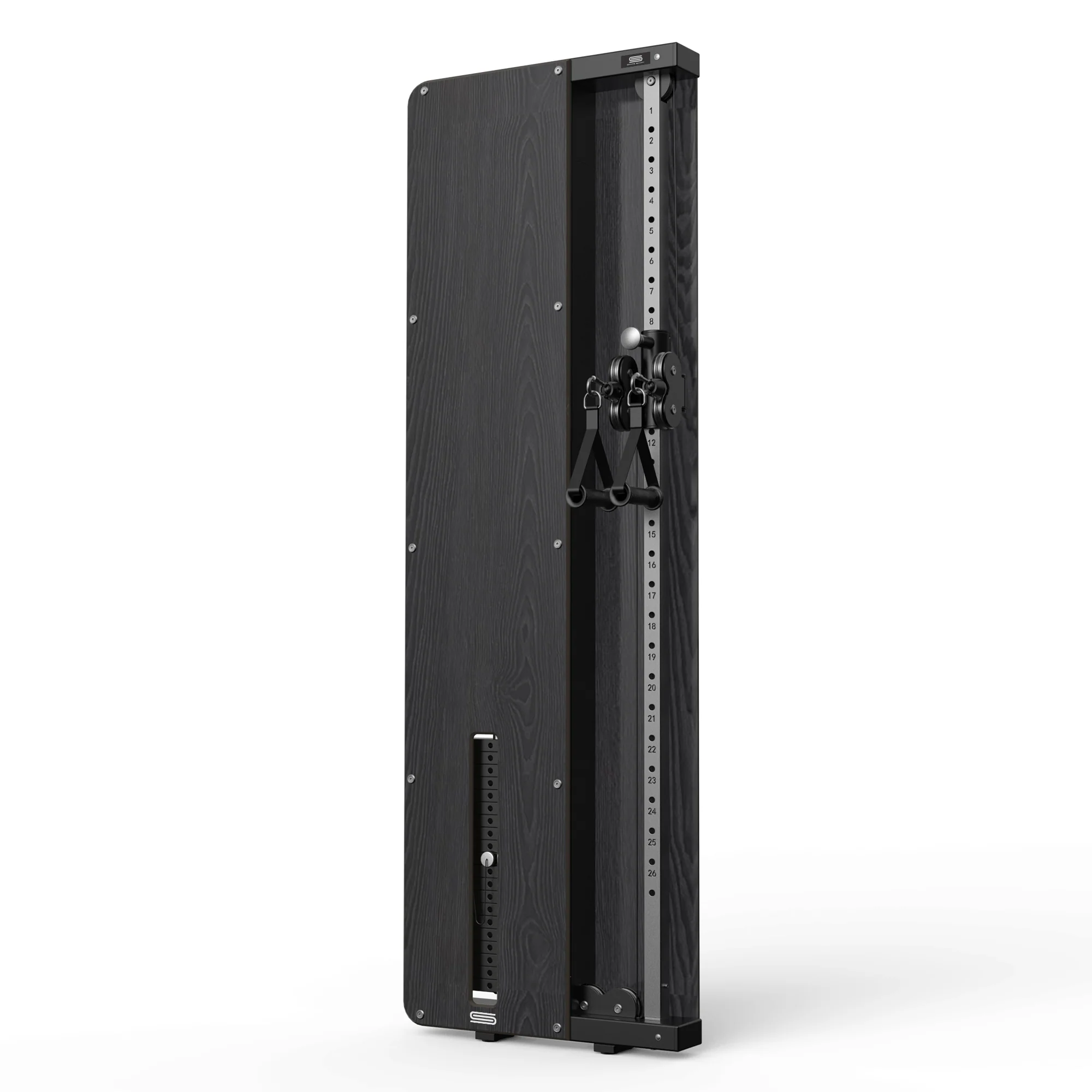 SpaceSmart Wall-Mounted Functional Trainer - Single Stack - Black Oak